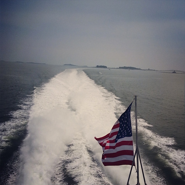 Flag over water